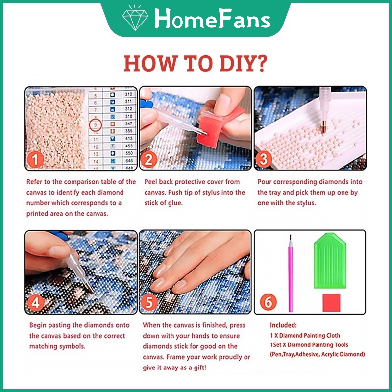 Bộ Tranh Đính Đá 5D Tự Làm 40x50cm/50x60cm Hình Thần Voi Độc Đáo