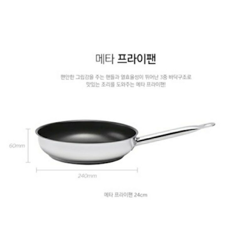 Chảo Chống Dính Meta Bằng Thép Không Gỉ Lock&Lock 20cm, 24cm, 28cm LTP1203, LTP1243, LTP1283