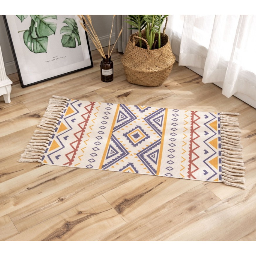 [FLASH SALE] Thảm chùi chân họa tiết thổ cẩm phong cách scandinavian 60x90cm