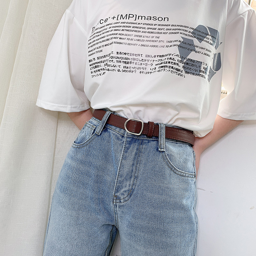 Thắt lưng da PU thiết kế không lỗ sành điệu cho nữ