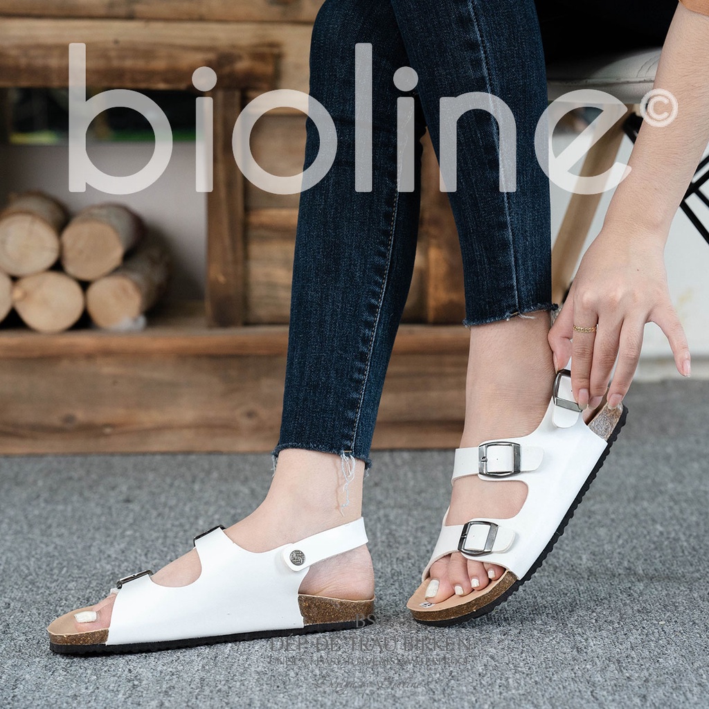 PK02-LÓT CHỐNG NƯỚC-Giày sandal đế trấu Birken nam nữ, quai ngang, da PU cao cấp, dép xăng đan công sở Bioline