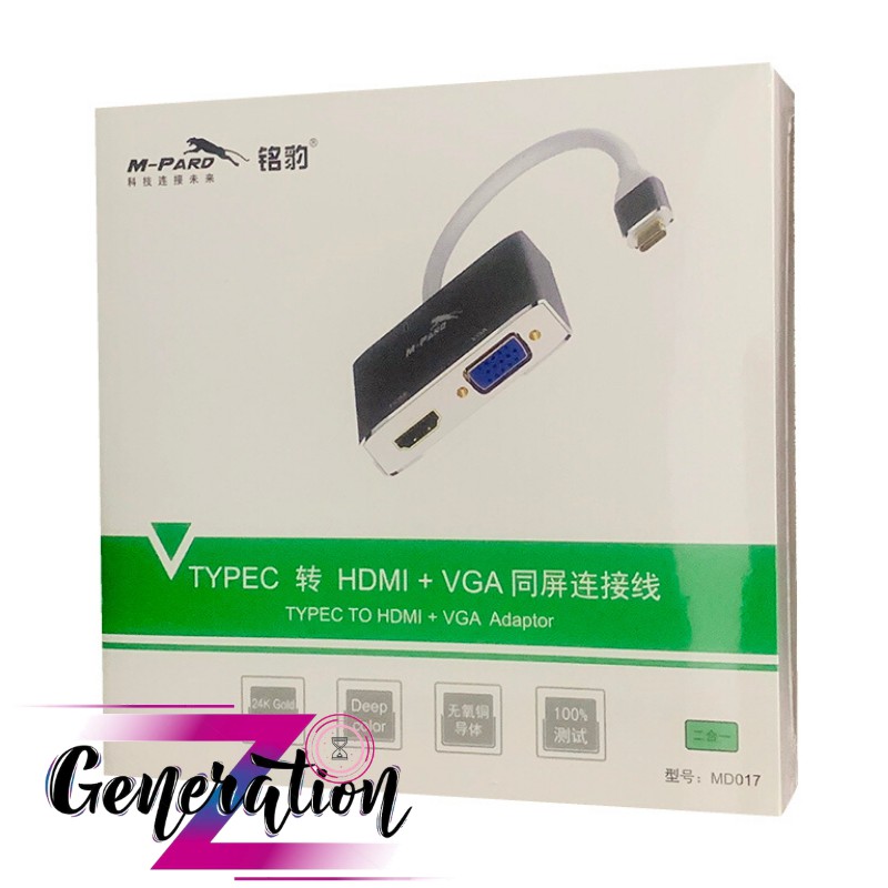 CÁP CHUYỂN TYPE-C RA HDMI + VGA M-PARD - CÁP TYPE-C -> HDMI + VGA M-PARD