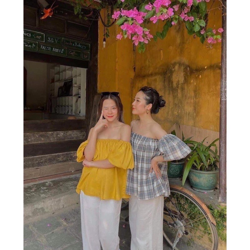 set bộ trễ vai quần suông cho nữ