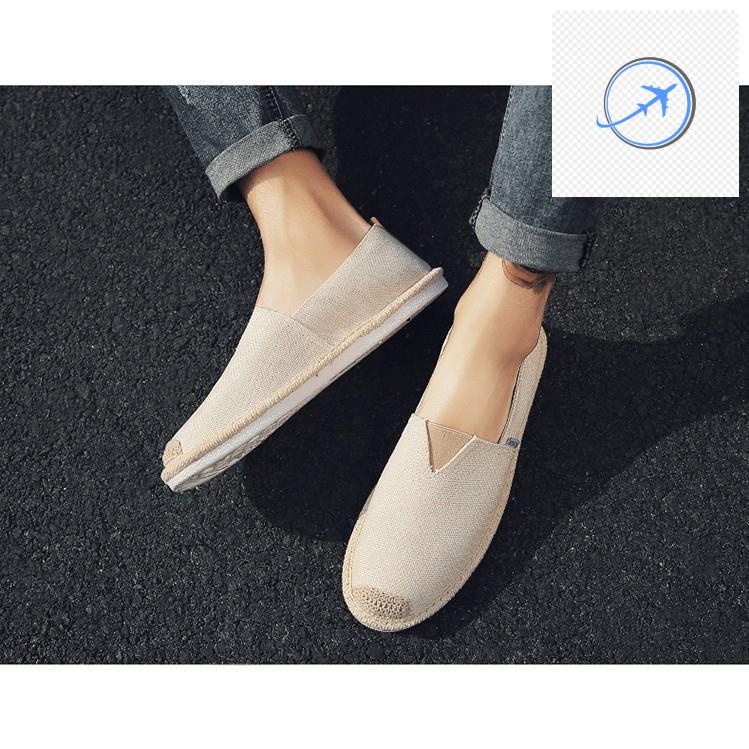 🕶️❤️ Slip on nam - Giày lười vải nam cao cấp - Vải bố màu be, mũi cói - Mã SP 2905 (có size 44) hàng Quảng Châu 🕶️❤️