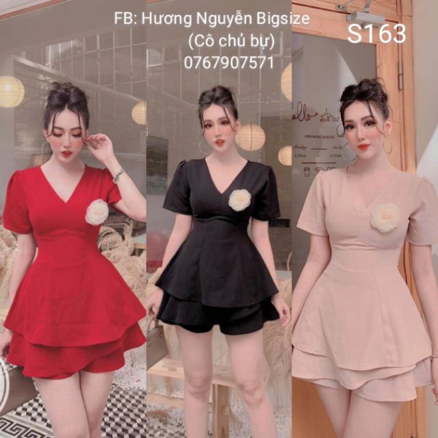 BIGSIZE SET PEPLUM KÈM HOA S163