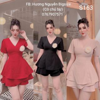 BIGSIZE SET PEPLUM KÈM HOA S163