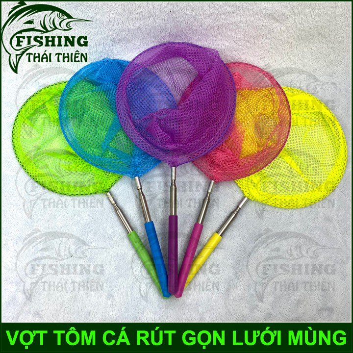 Vợt Cá Vợt Tôm Inox Rút Gọn Lưới Mùng