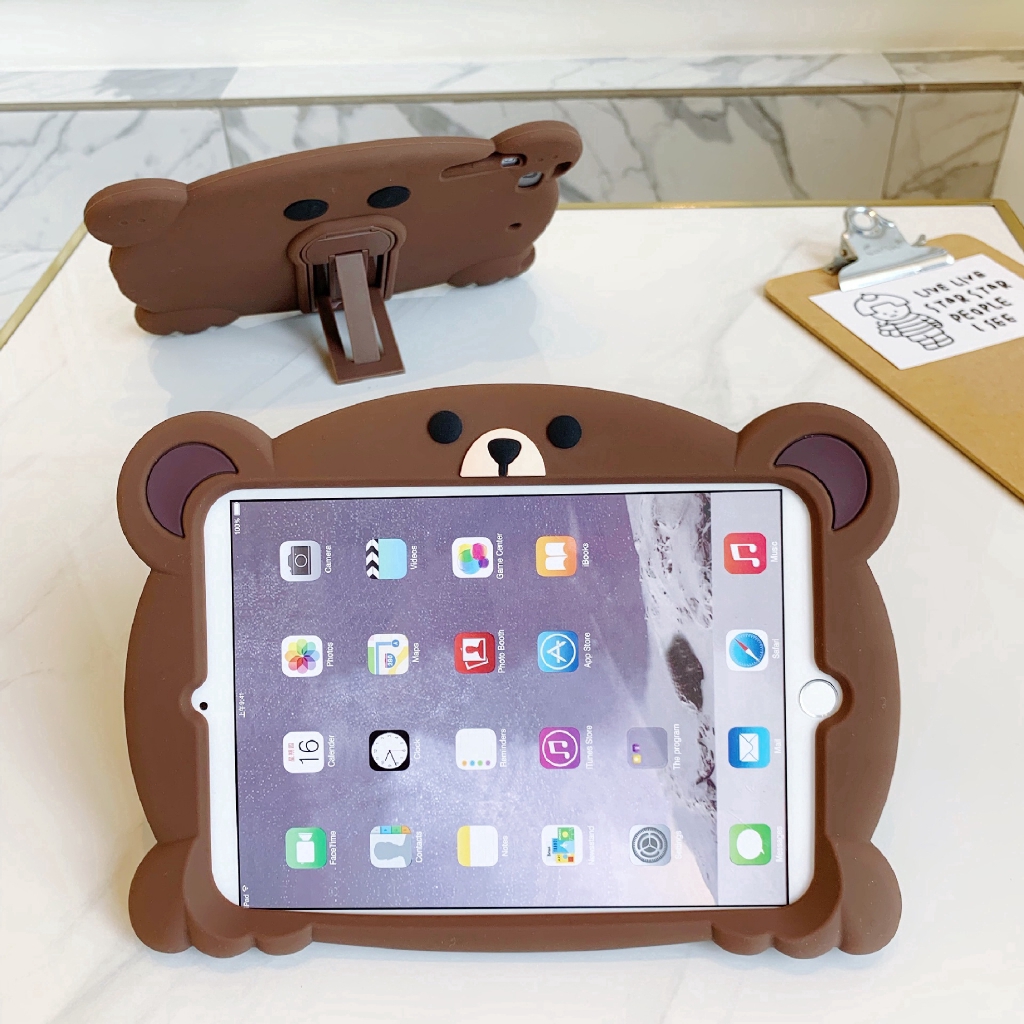 Ốp máy tính bảng có giá đỡ thiết kế hình gấu đáng yêu dành cho iPad 5 6 11inch 10.2 543 AIR 3