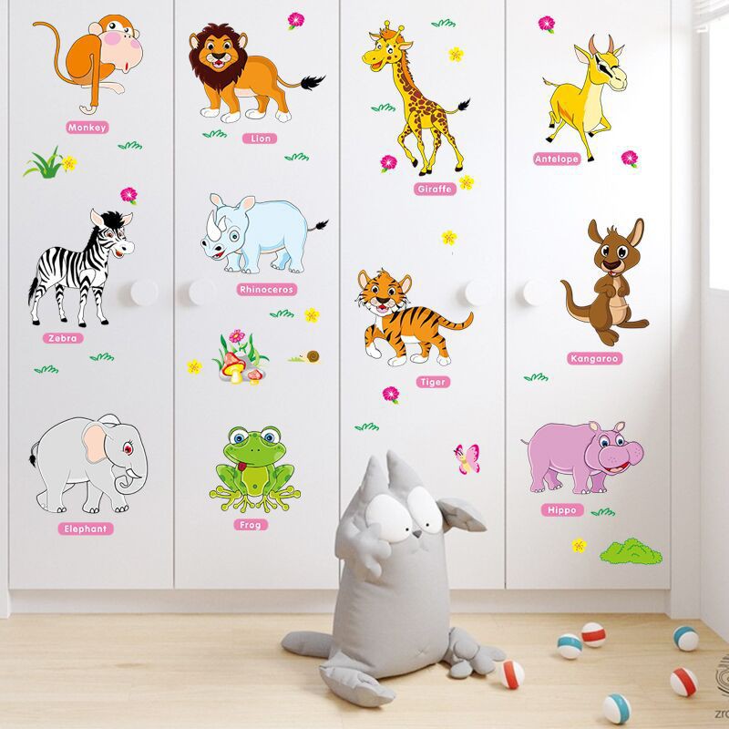 Decal dán tường - Giấy dán tường - Tên tiếng anh các loài vật - kiddecals - AM9215