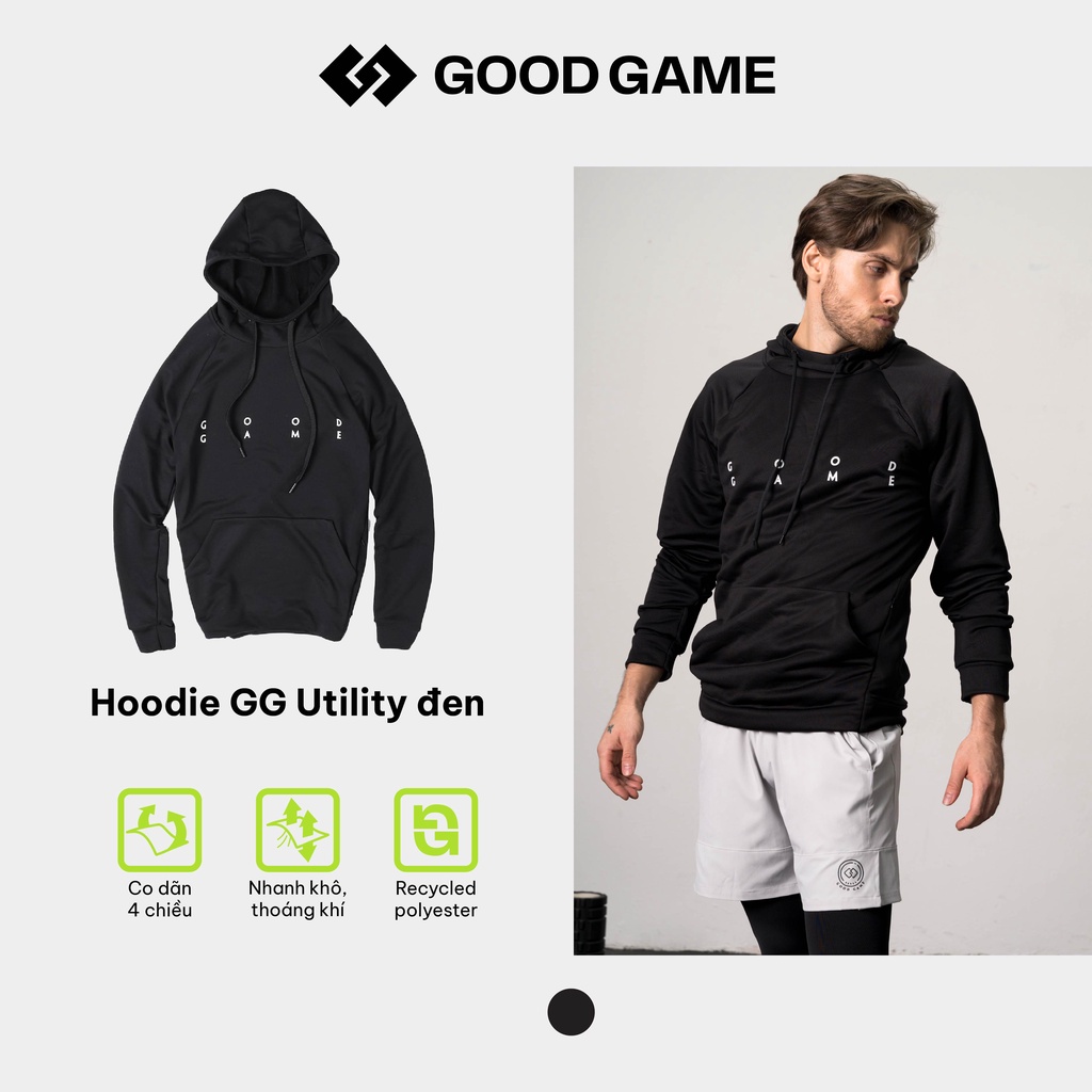 Áo Hoodie Nam/Nữ GG UTILITY - Áo Hoodie nam đen