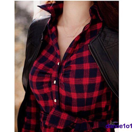 Đầm Nữ Tay Dài Họa Tiết Caro Thời Trang Quyến Rũ