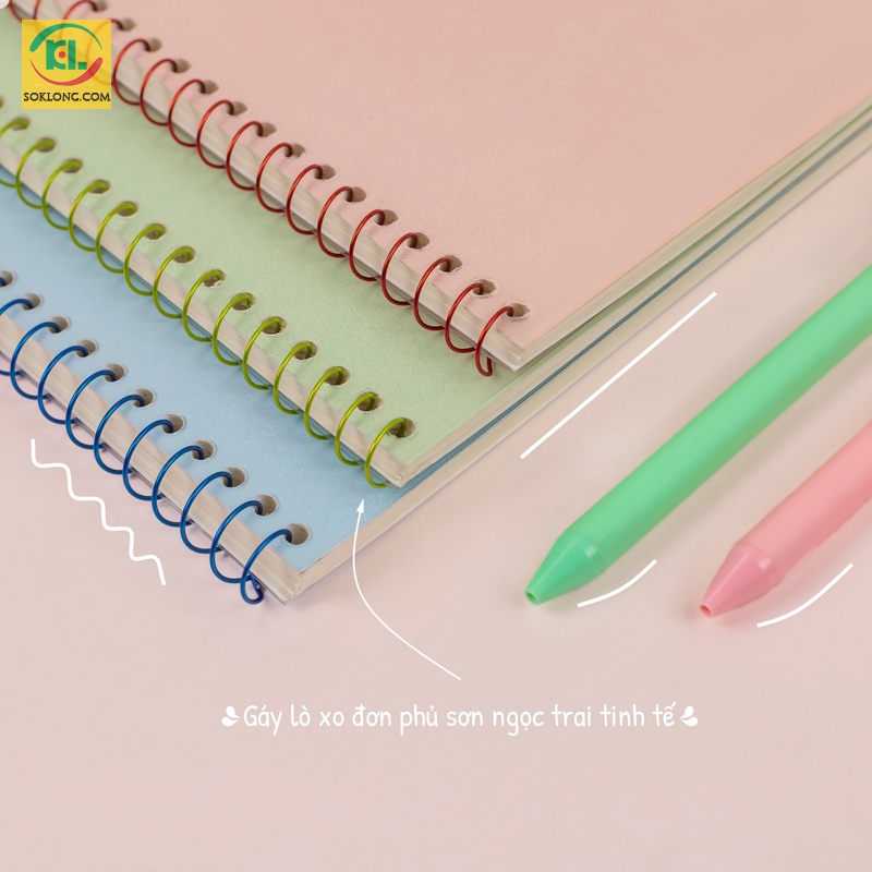 Sổ note cornell Klong B5 80 trang lò xo đơn C Notes tích hợp dot và caro mm VPPKLONG, tập vở Klong MS 586