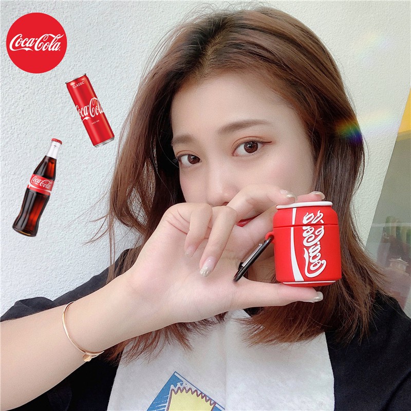 Vỏ bảo vệ hộp sạc tai nghe hình lon coca độc đáo thích hợp cho Airpods 1/2