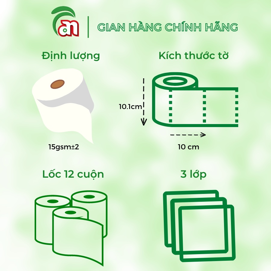 Giấy vệ sinh cuộn nhỏ có lõi thấm hút tốt PONYO 3 lớp cao cấp 12 cuộn/lốc Con Mèo - Thiên An Nam paper