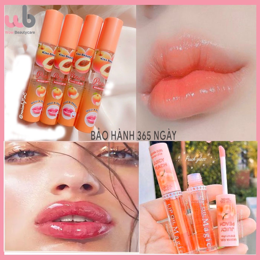 Son Bóng Dưỡng Môi Peach Magic Lip Trong Suốt ,Không Thấm Nước. Giúp Môi Căng Mọng, Mịn Màng.Dòng Son Dưỡng Ẩm.