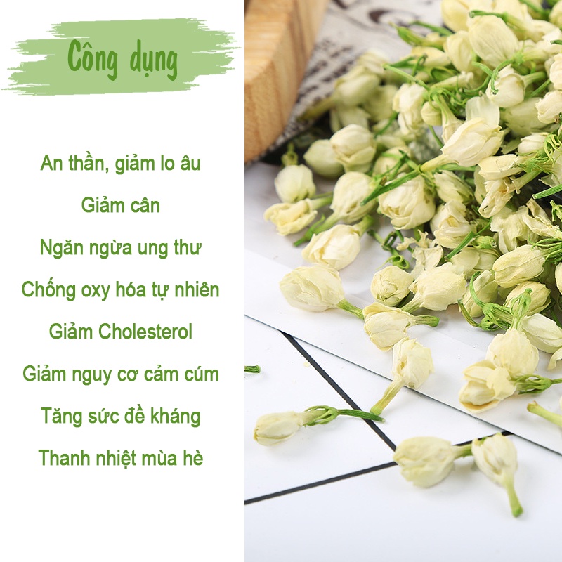 Trà Hoa Nhài (Hoa Lài) 100gr ❤️Freeship❤️ Sấy lạnh Nguyên Bông Trắng Đẹp Thượng Hạng giảm căng thẳng giảm Cholesterol