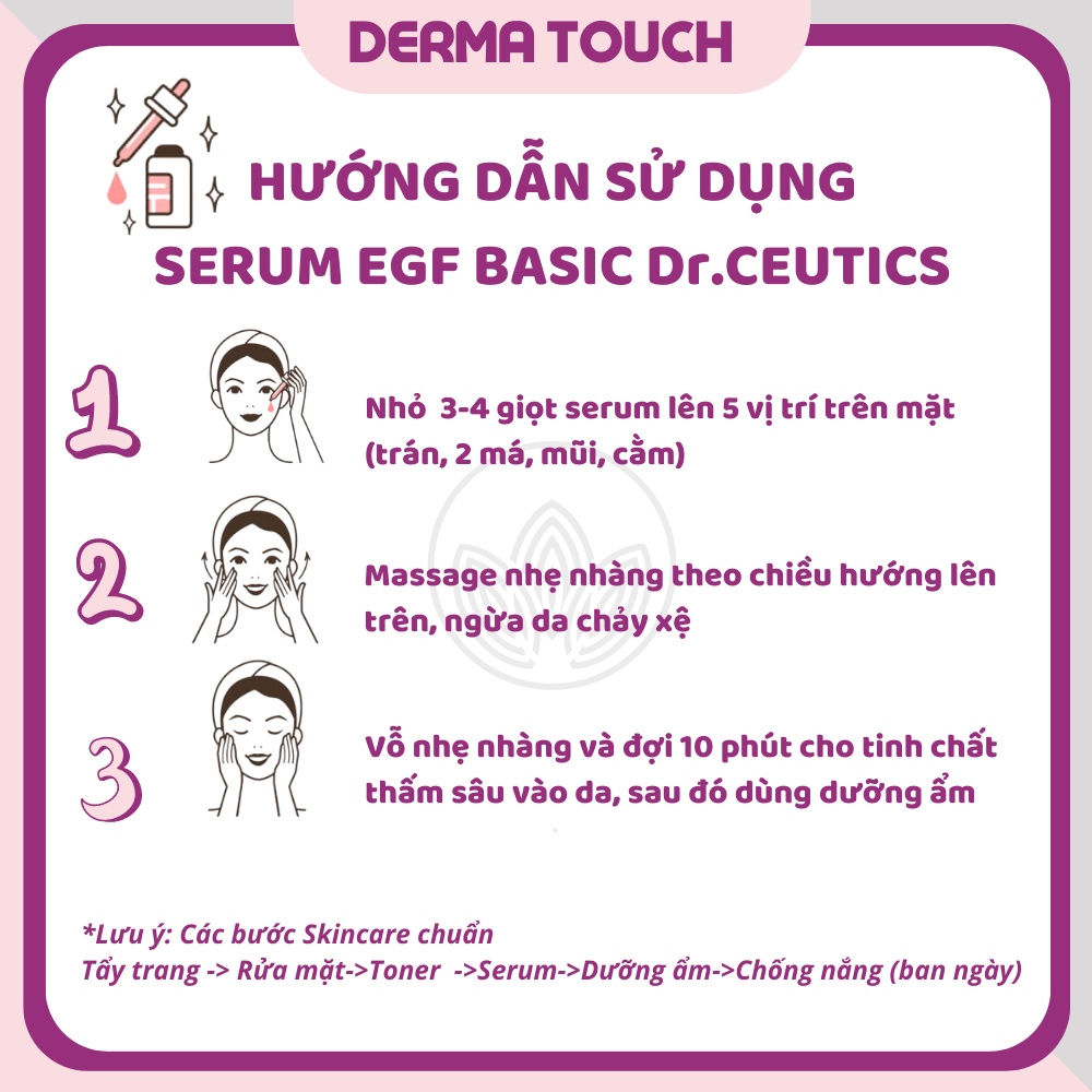 Serum EGF Dr.Ceutics tăng đàn hồi, cấp ẩm sâu, ngừa lão hóa 30mL - Dược Mỹ phẩm chính Hãng Derma Touch
