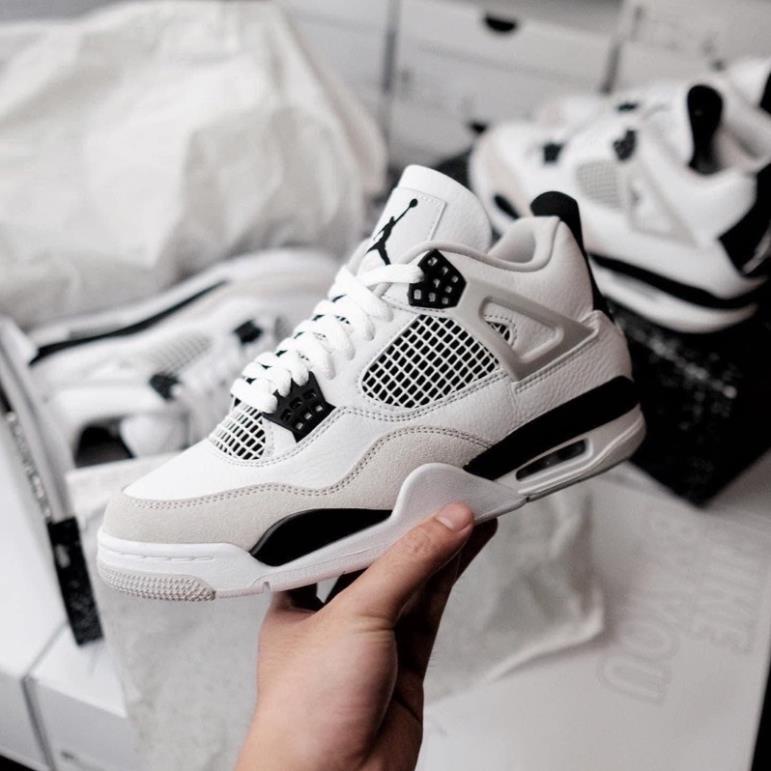Giày thể thao jo.danss nam nữ cao cấp  GIÀY JD4 RETRO MILITARY BLACK WHITE ĐEN TRẮNG SC