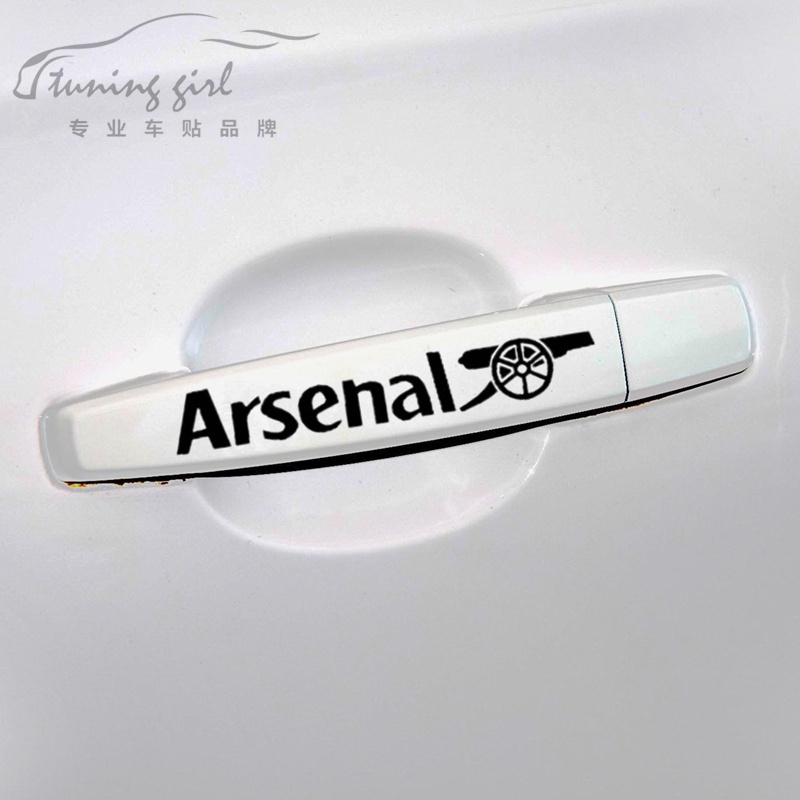 Set 4 Miếng Dán Trang Trí Cửa Xe Ô Tô Hình Bóng Đá Arsenal