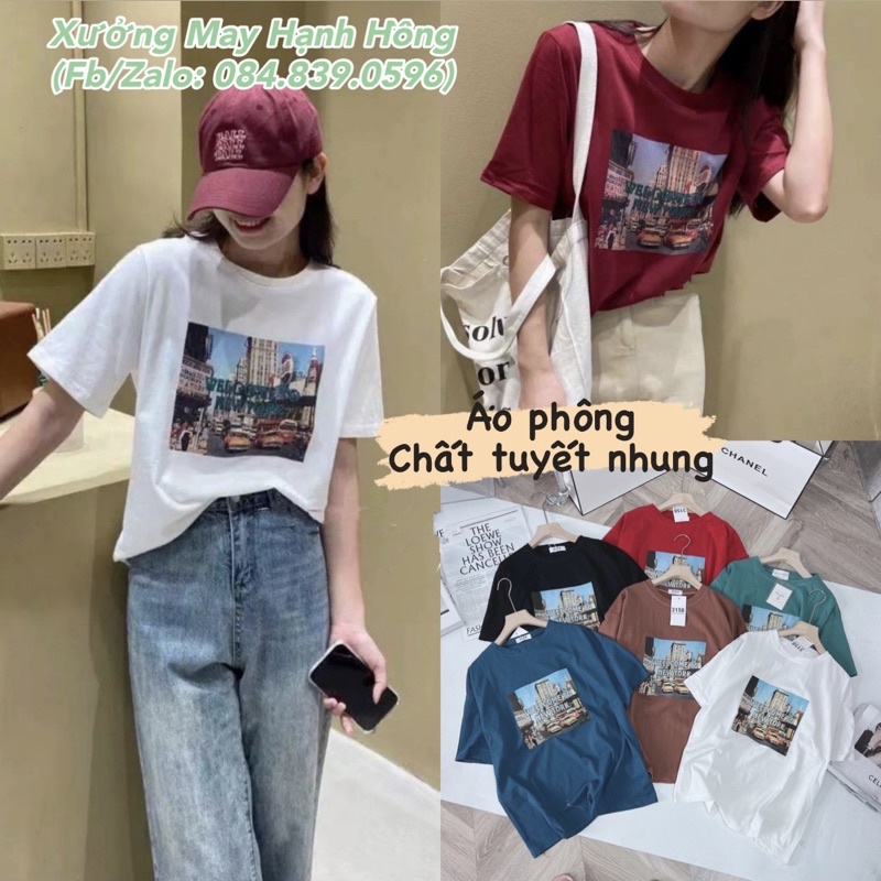 Áo phông nam/nữ WELLCOME TO NEWYORK chất nhung tuyết oversize siêu rộng, Áo phông tay lỡ phong cách Retro