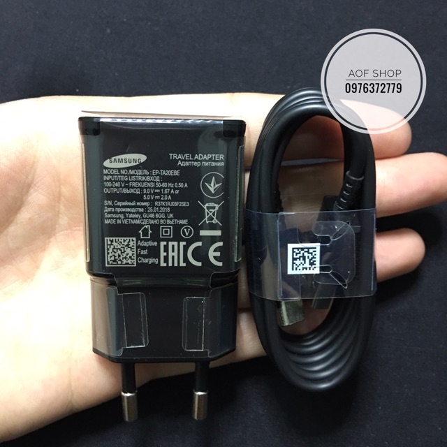 Bộ củ cáp sạc nhanh Samsung màu đen chính hãng type C và type B