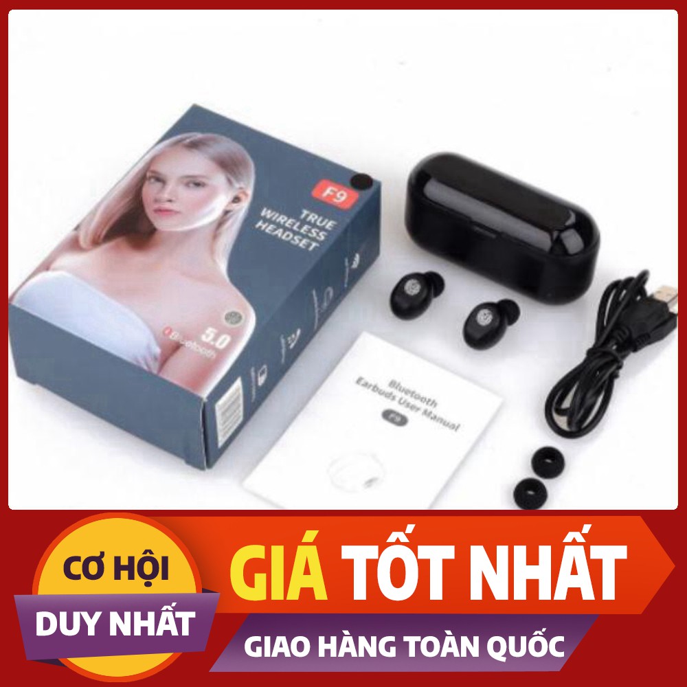 Tai Nghe Bluetooth AMOI F9 Không Dây - Nút cảm ứng - Hiển thị % pin - Pin 280 giờ - Sạc dự phòng 2020