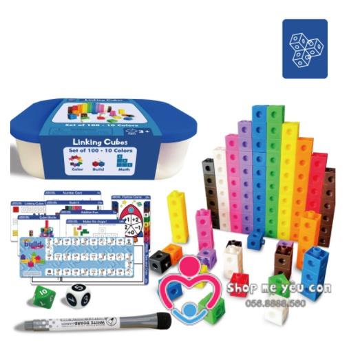 Bộ học toán và xếp hình sáng tạo NUMBER BLOCK Math Linking Cubes 100 khối cho bé