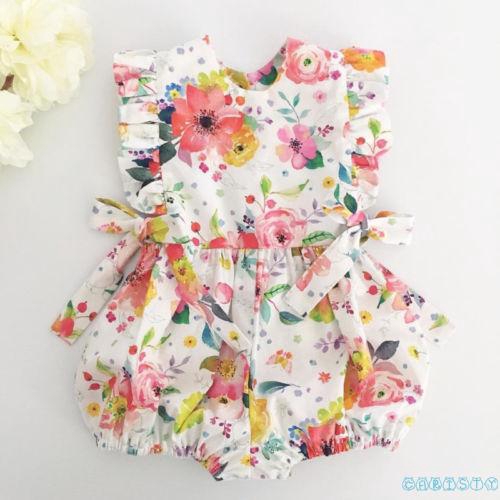 ✦♛✦New Baby Girl Infant Flower Ruffle Bowknot Romper Bodysuit Jumpsuit Outfits Sunsuit