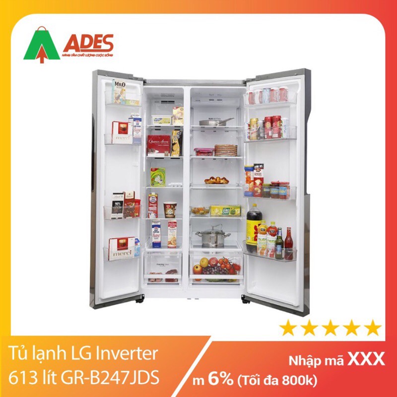 [Mã 154ELSALE2 giảm 7% đơn 300K] Tủ lạnh LG Inverter 613 lít GR-B247JDS - Giá chưa bao gồm VẬN CHUYỂN NỘI THÀNH