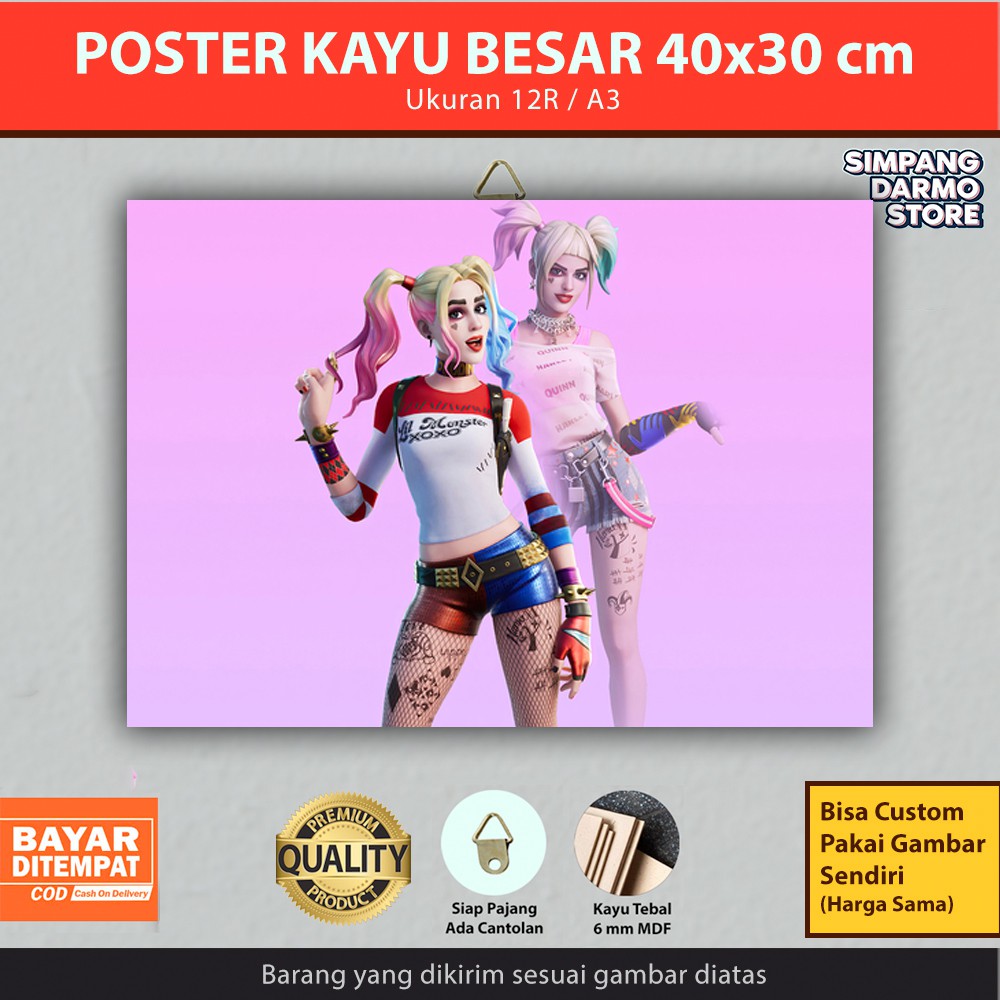 Poster Gỗ Treo Tường Hình Harley Quinn Cỡ 30x40 cm Hlq-1