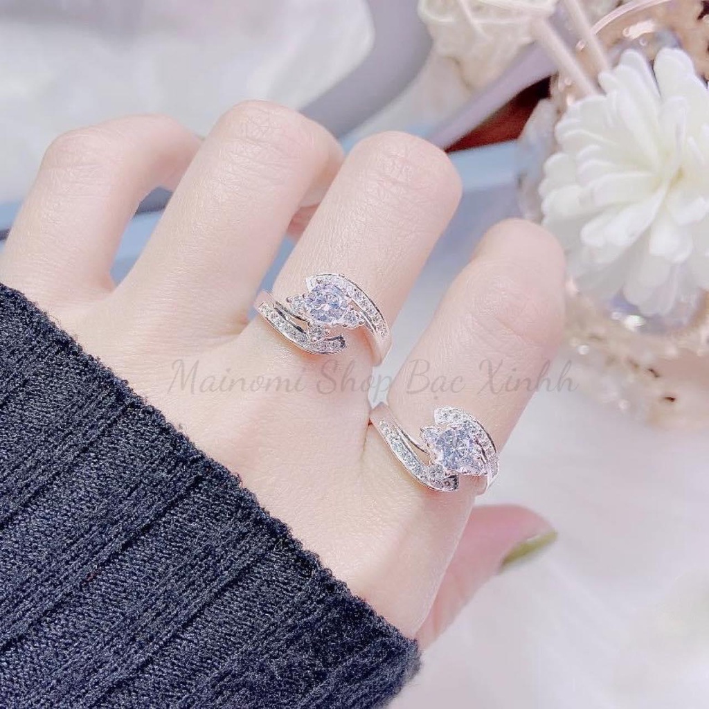 Nhẫn nữ viền vặn chéo ôm đá cao cấp MAINOMI mã kèm quà tặng, sang xịn quý phái món quà vô giá của phái nữ