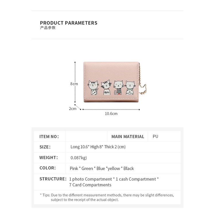 Ví/ Bóp Ngắn Đựng Tiền Cầm Tay Cho Nữ ERASHOP 079862 - Hình 4 Em Mèo Kute Nhỏ Gọn, Nhiều Ngăn, Rẻ Đẹp