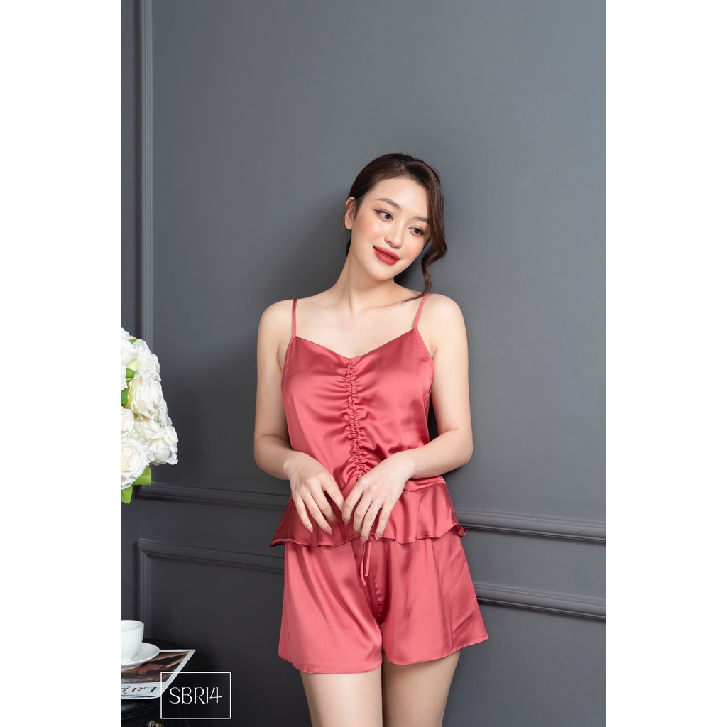 Bộ ngủ charmeuse ZAM Luxury hai dây bèo rút ngực | BigBuy360 - bigbuy360.vn