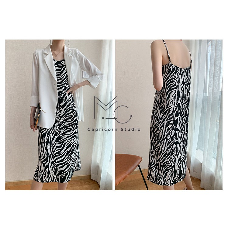 Váy dây mùa hè Sexy Sling Dress hoạ tiết ngựa vằn nhẹ nhàng phong cách Ulzzang có bigsize