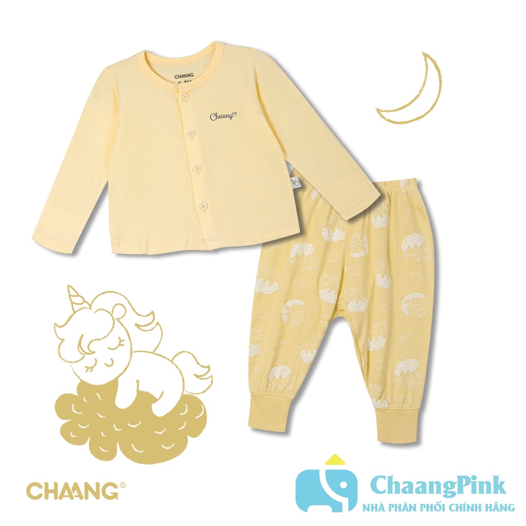 Chaang Bộ dài tay sơ sinh cúc giữa Pony&amp;Dino