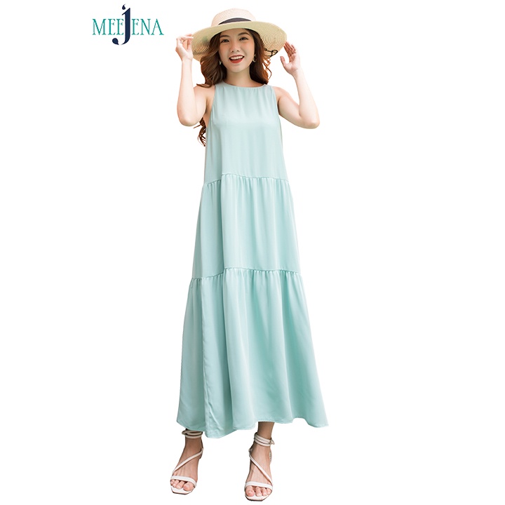 Đầm Maxi Nữ Vải Lụa Trơn 4 Màu 46 - 64 Kg - Meejena - 3393
