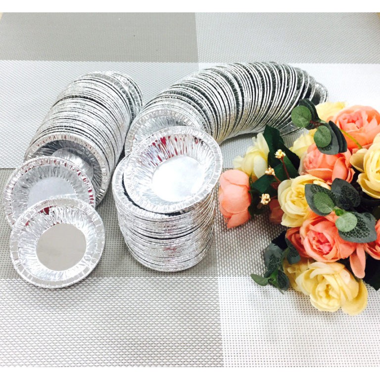 Set 100 chén bạc nhôm nướng hàu, bánh, tart trứng siêu tiện lợi