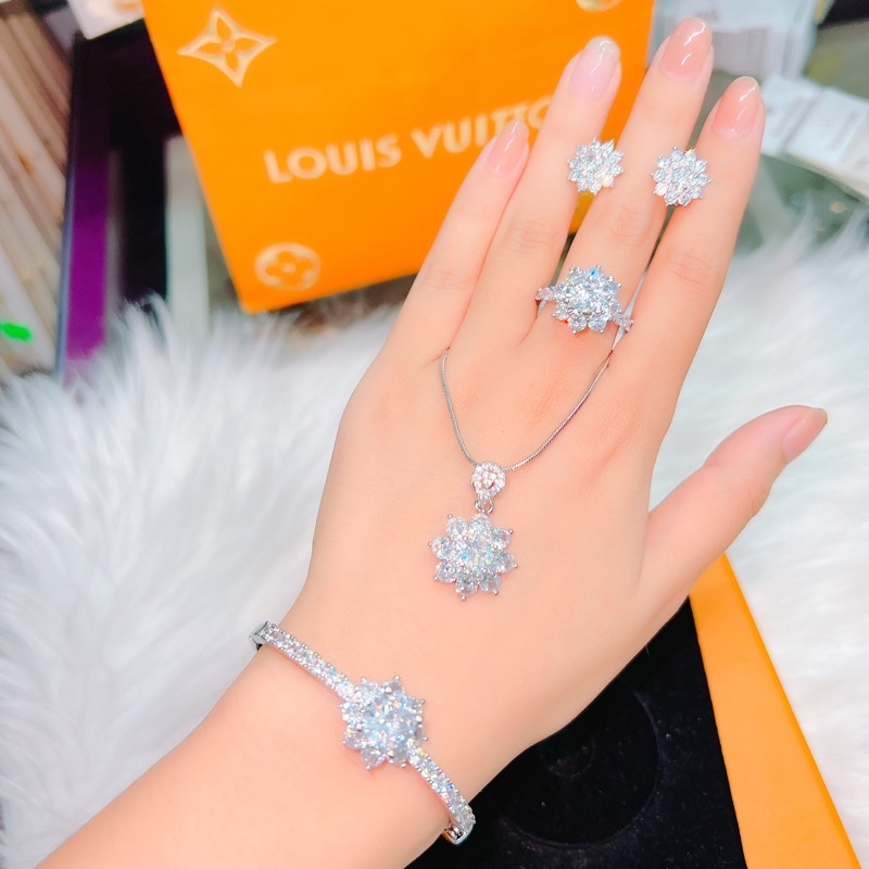 Set trang sức xoàn Italy mạ bạch kim