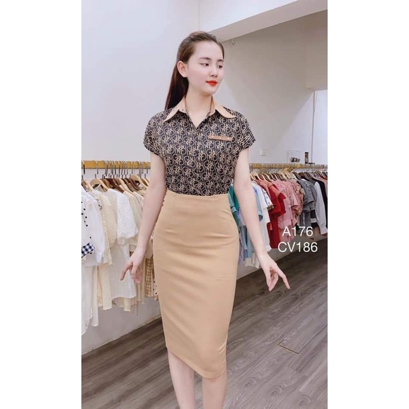 chân váy bút chì, chân váy chớm gối chất co giãn 4 chiều