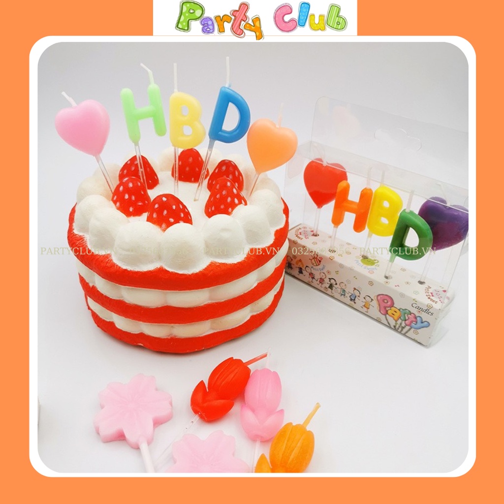 Nến trang trí bánh kem sinh nhật chữ HBD - Happy Birth Day