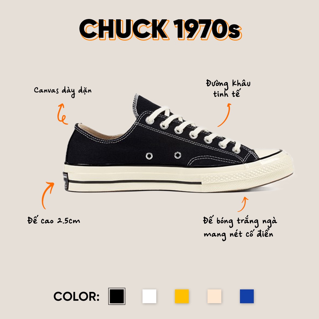 [ CHÍNH HÃNG ] giày sneaker CONVERSEE CHUCK 70S LOW CH (70s_DT)