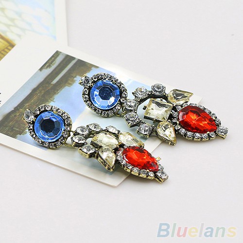 Cặp khuyên tai thiết kế hoa đính đá quý nhân tạo sang trọng dành cho nữ