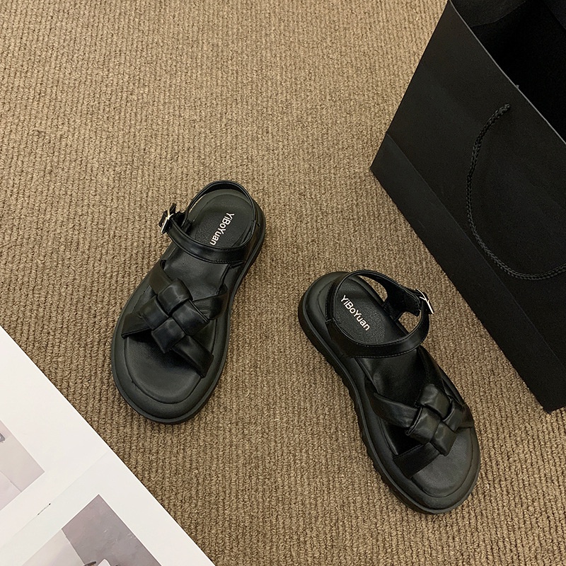 Xăng đan IELGY mũi tròn đan dây khóa cài thời trang dành cho nữ