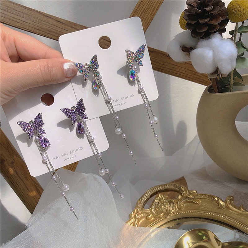 Đôi Bông Tai Hình Bướm Đính Đá Thời Trang Cho Nữ