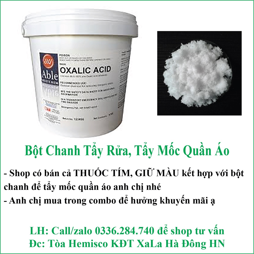 Bột Chanh Tẩy Rửa Công Nghiệp, Tẩy Trắng Quần Áo Mốc Ố vàng, axit oxalic