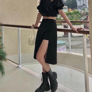 Chân váy đen xẻ cao Mini Skirt