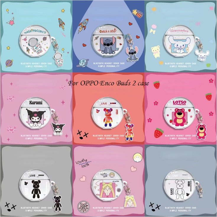 Hàng Sẵn Sàng! Vỏ Bảo Vệ Hộp Sạc Tai Nghe OPPO Enco Buds 2 Trong Suốt Họa Tiết Hoạt Hình Cô Gái & Phi Hành Gia Dễ Thương