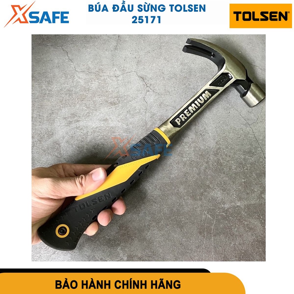 Búa đóng đinh đa năng TOLSEN 25171 hợp kim thép cao cấp chống rỉ, búa nhổ đinh cầm tay đóng đinh bê tông, tường, gỗ