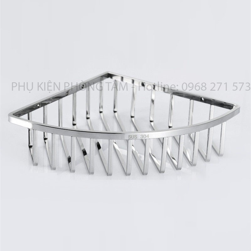 Kệ góc nan vuông đặc Inox 304 cao cấp, không rỉ sét - Kệ góc nhà tắm gắn tường