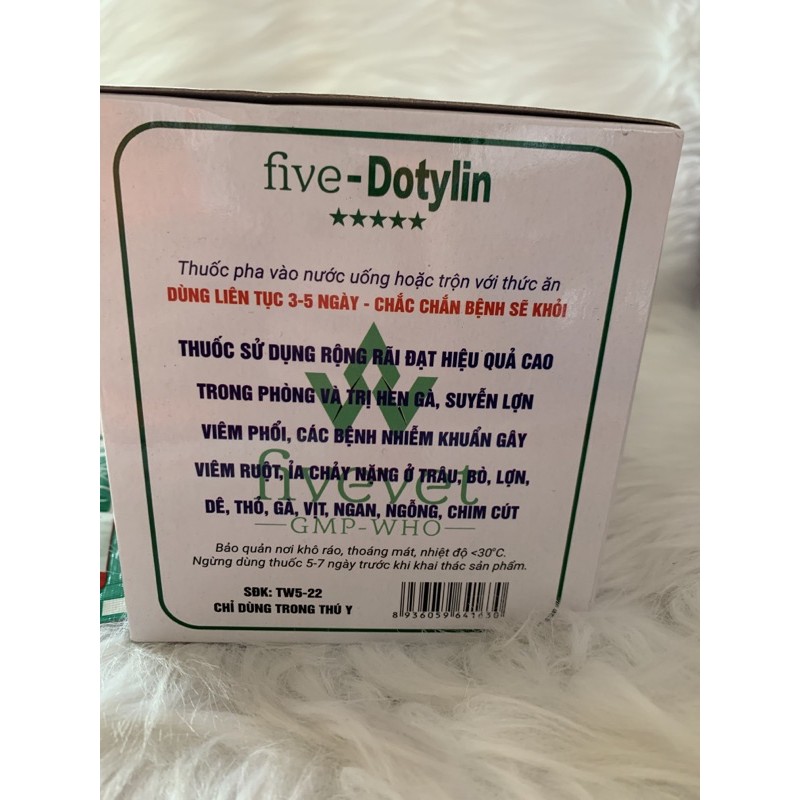 10g Five Dotylin - hen, suyễn, tiêu chảy trên gà, vịt, ngan, ngỗng, chim cút, chó, mèo, trâu, bò, heo